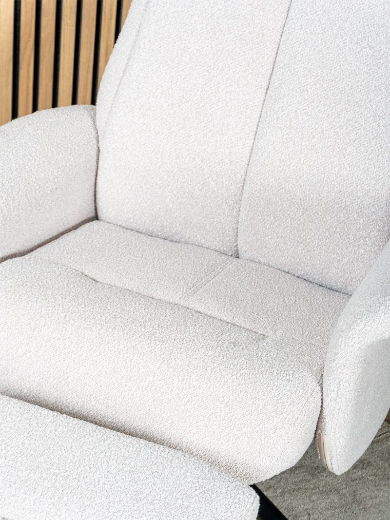 Relaxfauteuil Bindy + Hocker - Bouclé - Naturel